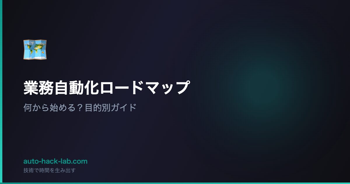 業務自動化ロードマップ - 何から始める？目的別ガイド