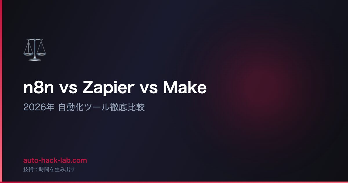 n8n vs Zapier vs Make - 2026年 自動化ツール徹底比較